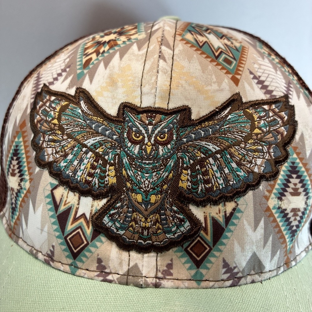 Native Messenger Owl Trucker Cap Snap Back Rare Aztec Green and Brown CSI Tag